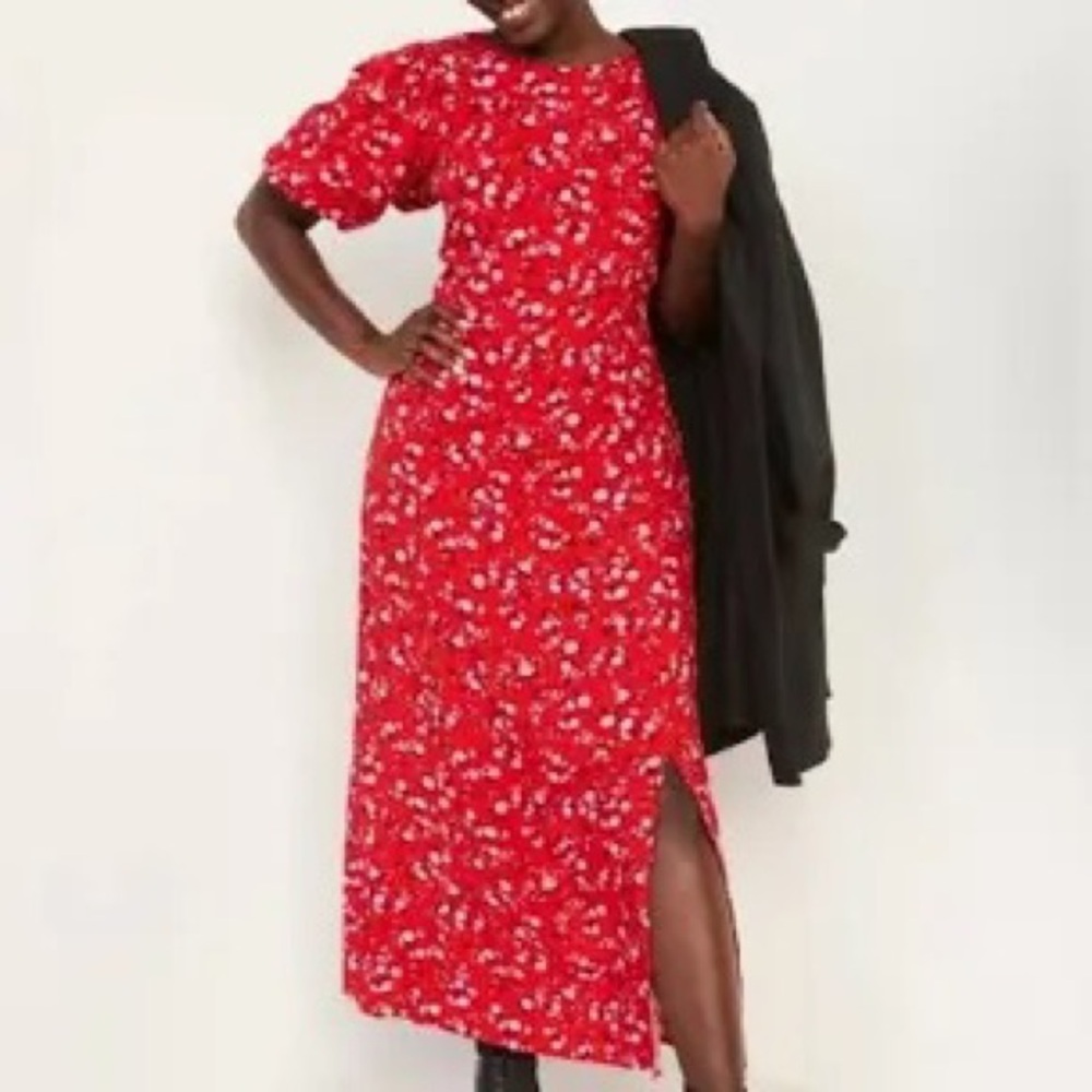 Old navy Puff-Sleeve Floral Maxi Shift Dress